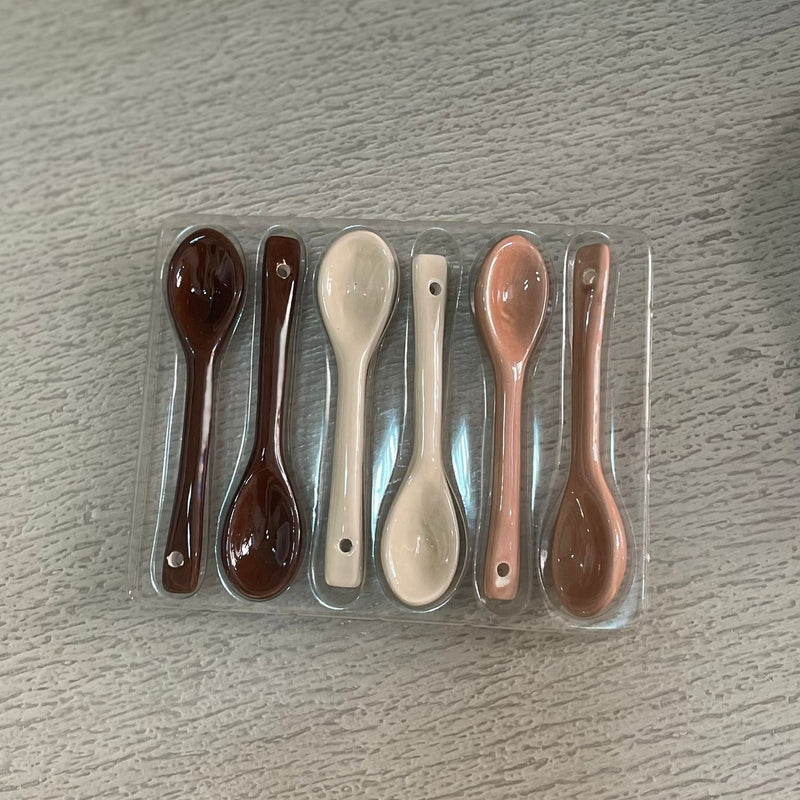 Set 6 Cucchiaini in Ceramica Colori Neutri