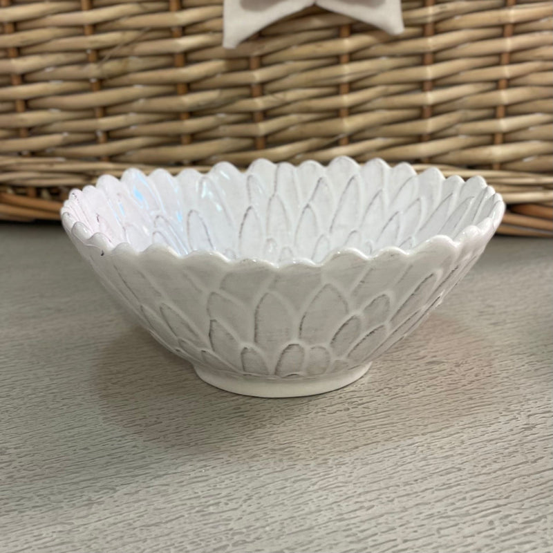 BLANC MARICLÒ Ciotola o Piatto Fondo Bianco Forma Fiore in Ceramica