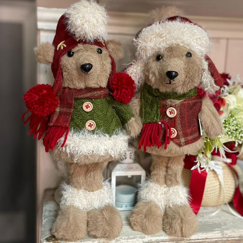 NUVOLE DI STOFFA Orsetto Peluche Natalizio Piccolo con Cappello