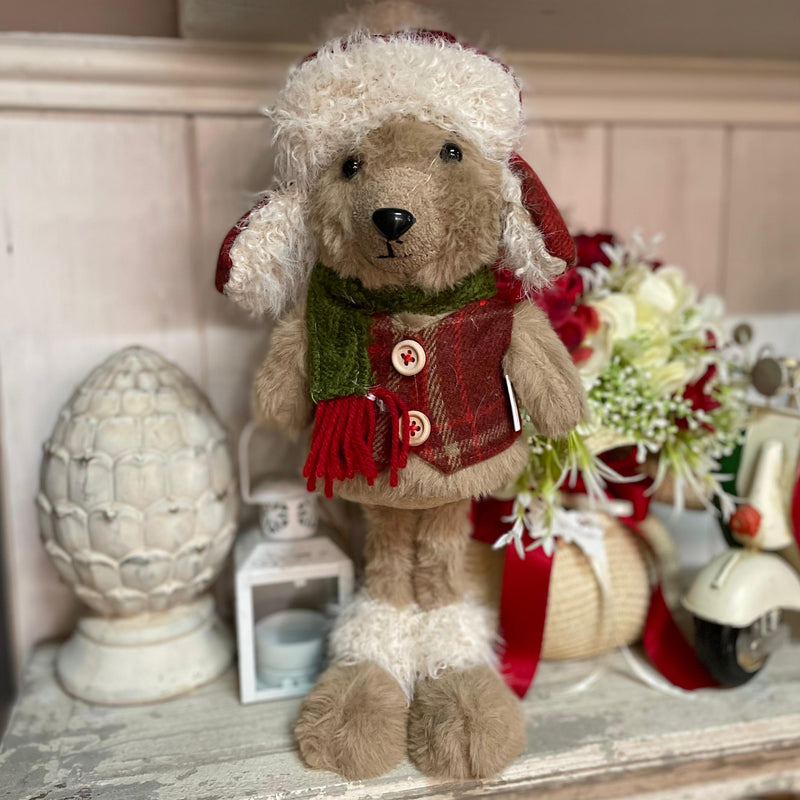 NUVOLE DI STOFFA Orsetto Peluche Natalizio Piccolo con Cappello