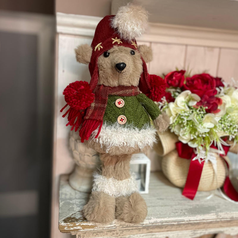 NUVOLE DI STOFFA Orsetto Peluche Natalizio Piccolo con Cappello