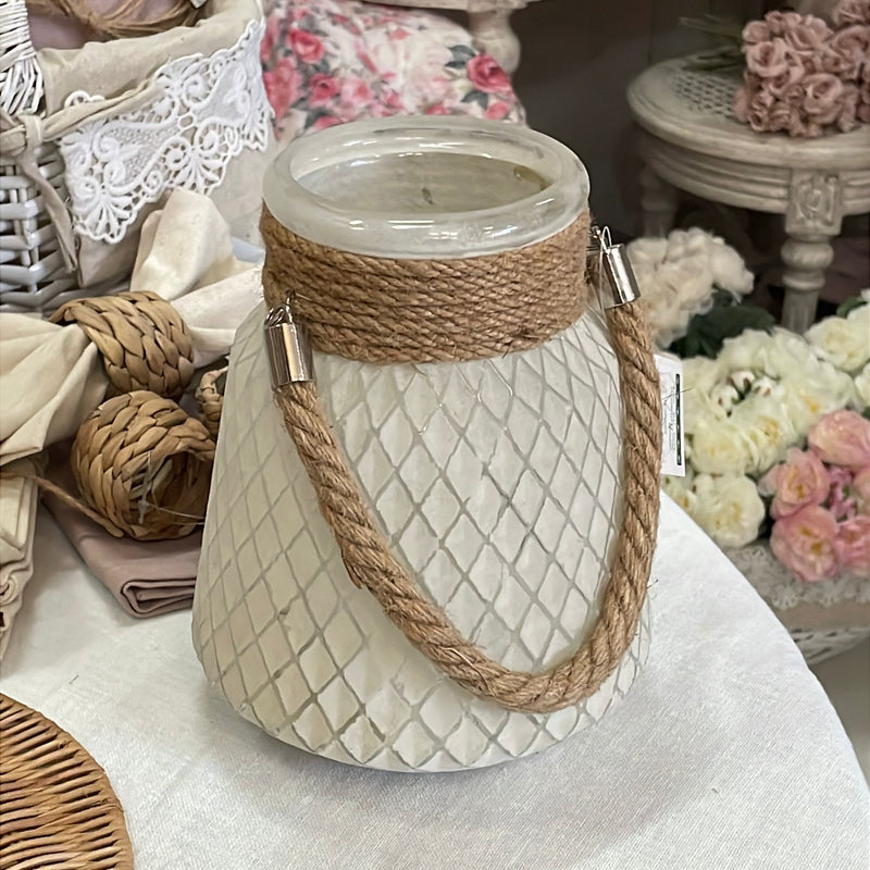Lanterna/Vaso in Vetro con Corda