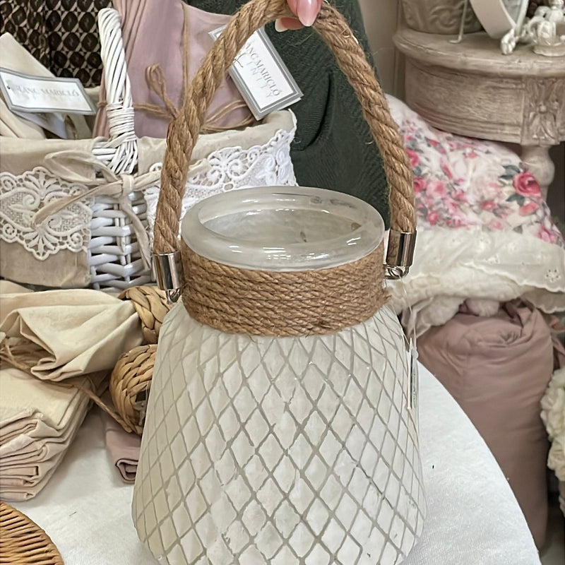 Lanterna/Vaso in Vetro con Corda