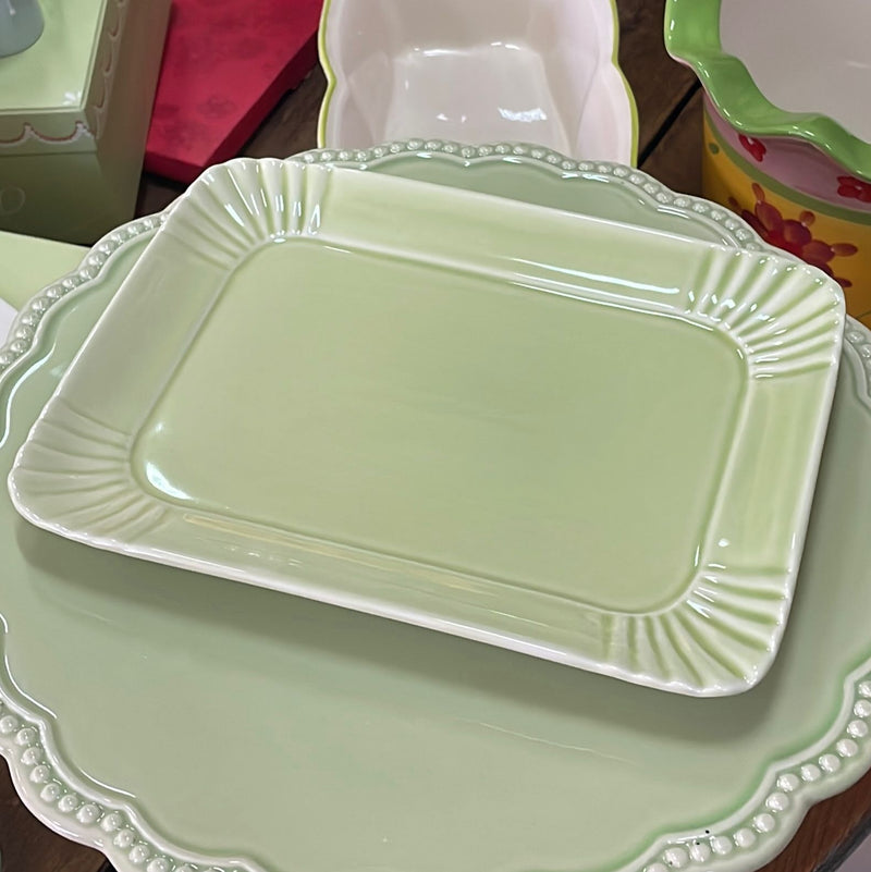 PALAIS ROYAL Vassoietto Rettangolare Verde in Ceramica