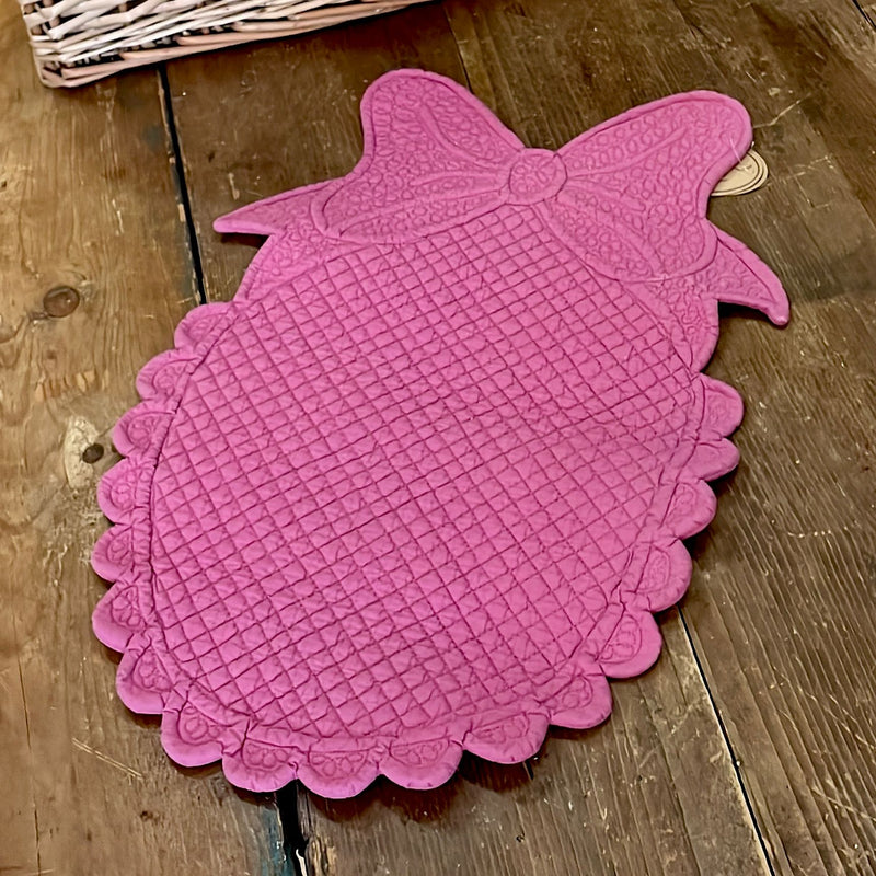 BLANC MARICLÒ Tovaglietta Trapuntata Ovale con Fiocco Fucsia in Cotone