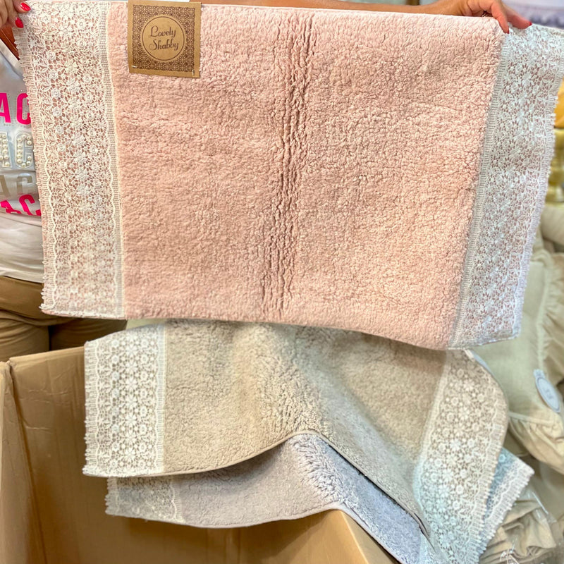 LOVELY SHABBY Tappeto Grigio Perla con Ricamo DENTELLE