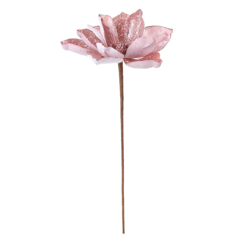 NUVOLE DI STOFFA Fiore Decorativo Rosa con Glitter D.24 cm