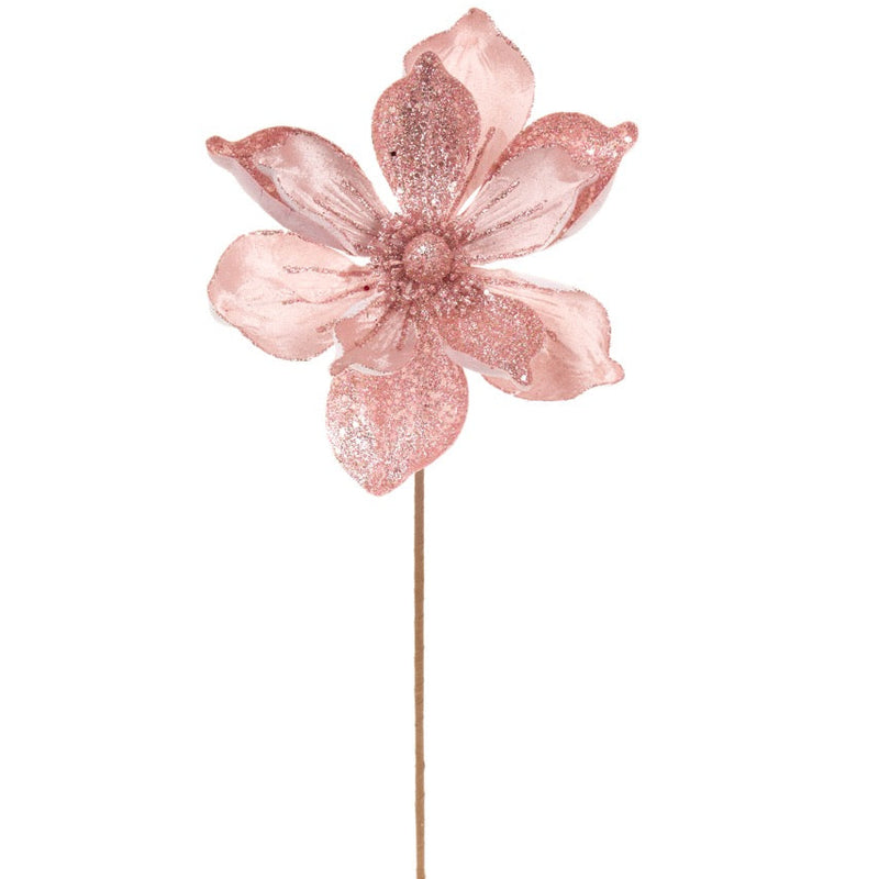 NUVOLE DI STOFFA Fiore Decorativo Rosa con Glitter D.24 cm