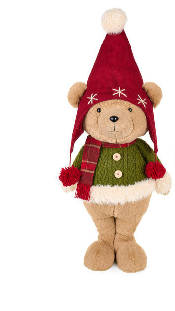 NUVOLE DI STOFFA Orsetto Peluche Natalizio 87cm con Cappello
