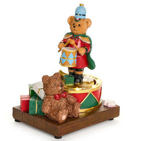 NUVOLE DI STOFFA Carillon Tamburo con Orso Soldatino e Led " BEAR WONDERLAND "