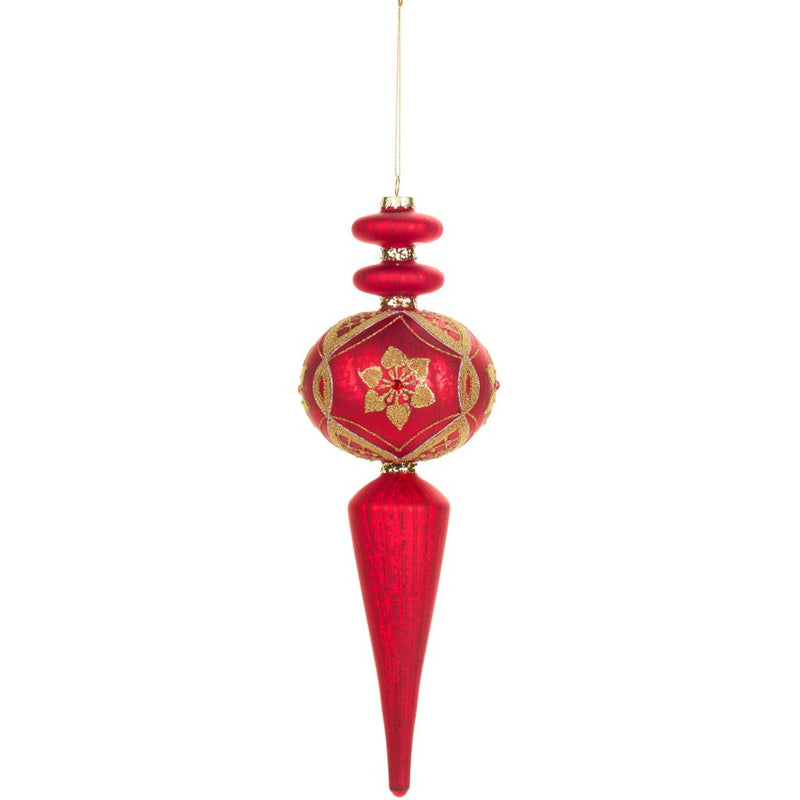 NUVOLE DI STOFFA Decoro Natalizio Pendaglio Rosso Opaco e Dorato con Glitter 32 cm