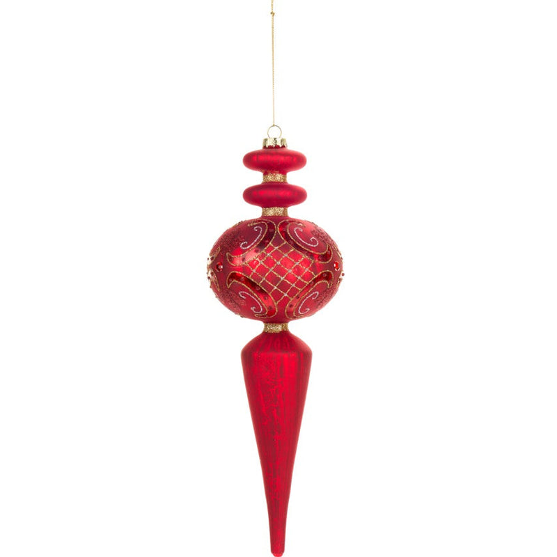 NUVOLE DI STOFFA Decoro Natalizio Pendaglio Rosso Opaco con Glitter 32 cm
