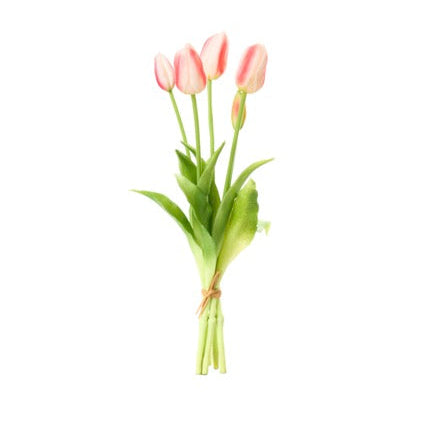 NUVOLE DI STOFFA Set 5 Tulipani Artificiali Bianco-Fucsia