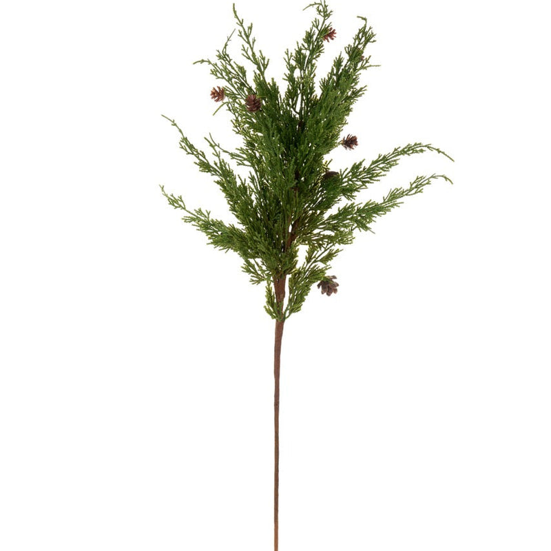 NUVOLE DI STOFFA Ramo Di Cipresso Decorativo Con Pigne 90 Cm