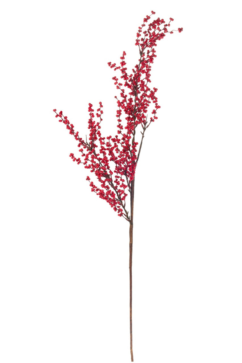 NUVOLE DI STOFFA Ramo Decorativo Con Bacche Rosse 105 Cm