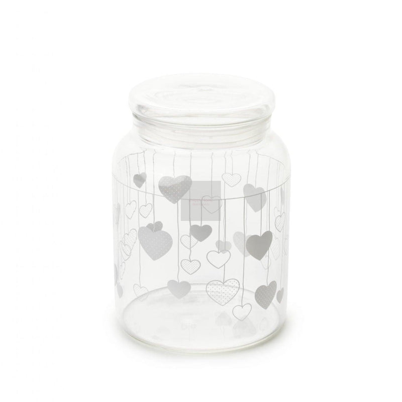 NUVOLE DI STOFFA Barattolo In Vetro Borosilicato Cuori Sul Filo 11.5x14 Cm