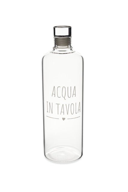 NUVOLE DI STOFFA Bottiglia in Vetro con Scritta "ACQUA IN TAVOLA"