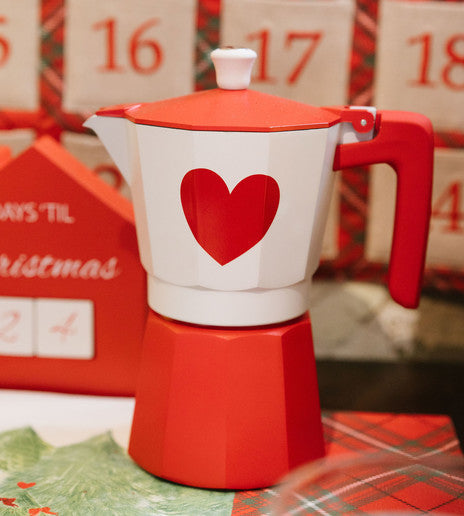 NUVOLE DI STOFFA Caffettiera Cuore Rosso