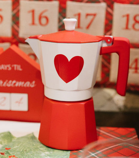 NUVOLE DI STOFFA Caffettiera Cuore Rosso