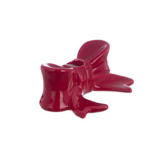 BLANC MARICLÒ Portacandela Fiocco Rosso in Ceramica "CANDY CANE"