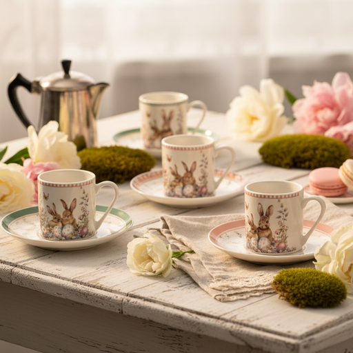 Ambientazione Shabby Chic – Servizio Tazzine Rabbit Pepen