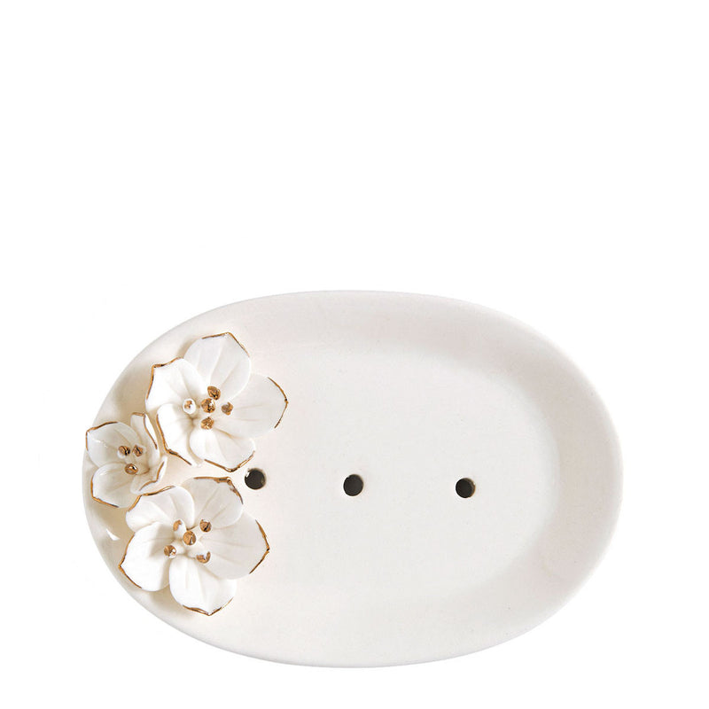 MATHILDE M. Tris Bagno "Amour de Fleurs" in Ceramica con Fiori in Rilievo