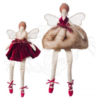 COCCOLE DI CASA Bambola Ballerina Seduta "SOFIA" in Tessuto Bordeaux