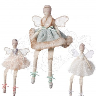 COCCOLE DI CASA Bambola Ballerina Seduta "CLEER" in Tessuto