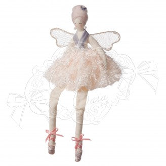 COCCOLE DI CASA Bambola Ballerina Seduta "CLEER" in Tessuto