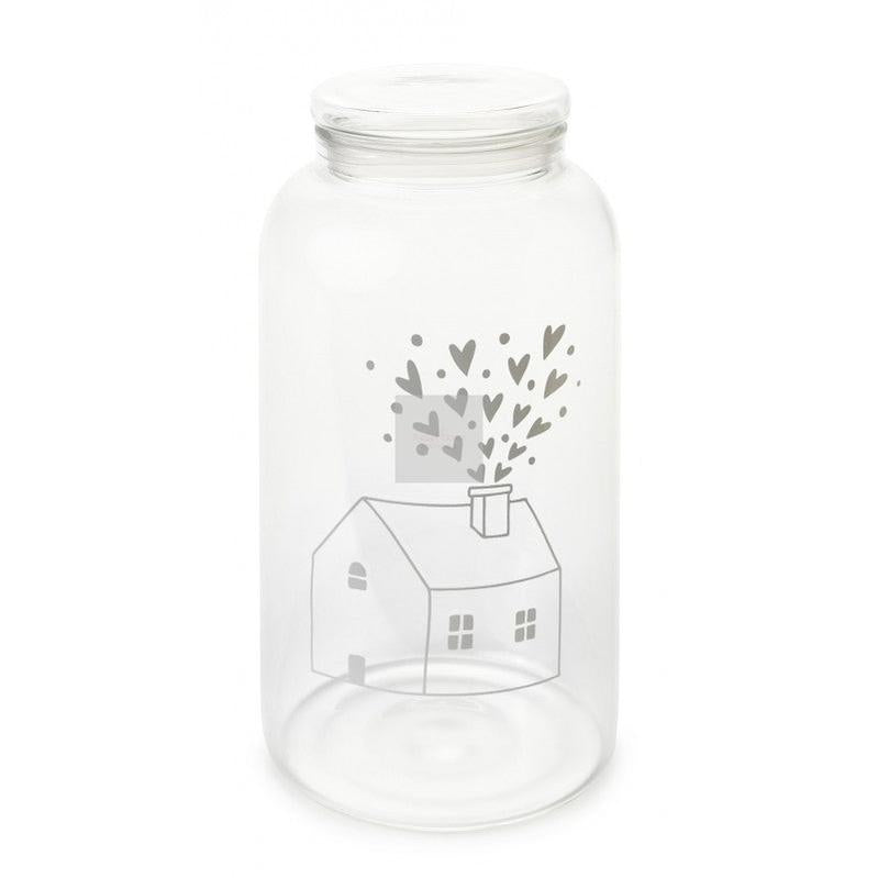 NUVOLE DI STOFFA Barattolo In Vetro Borosilicato Casa con Cuori