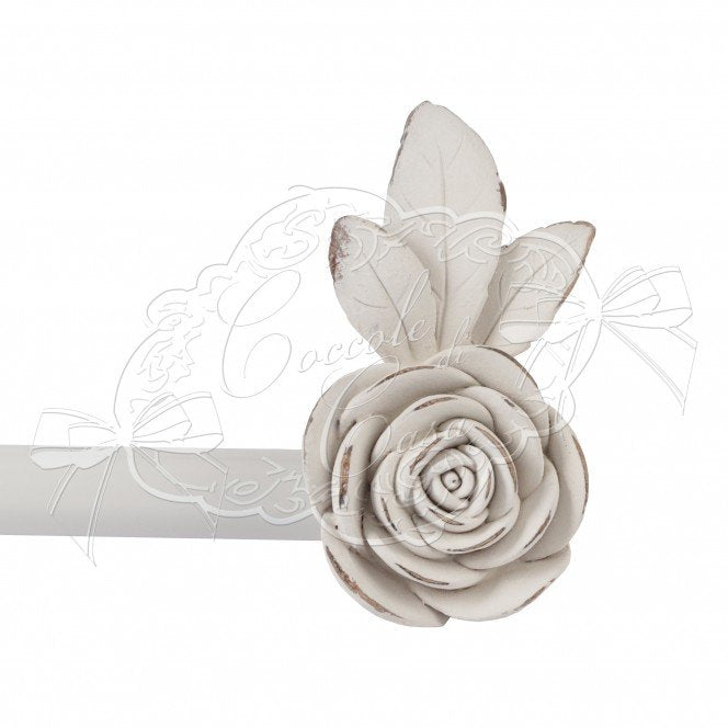 COCCOLE DI CASA Bastone Tenda Estensibile con Rosa "ROSA CON FOGLIE"