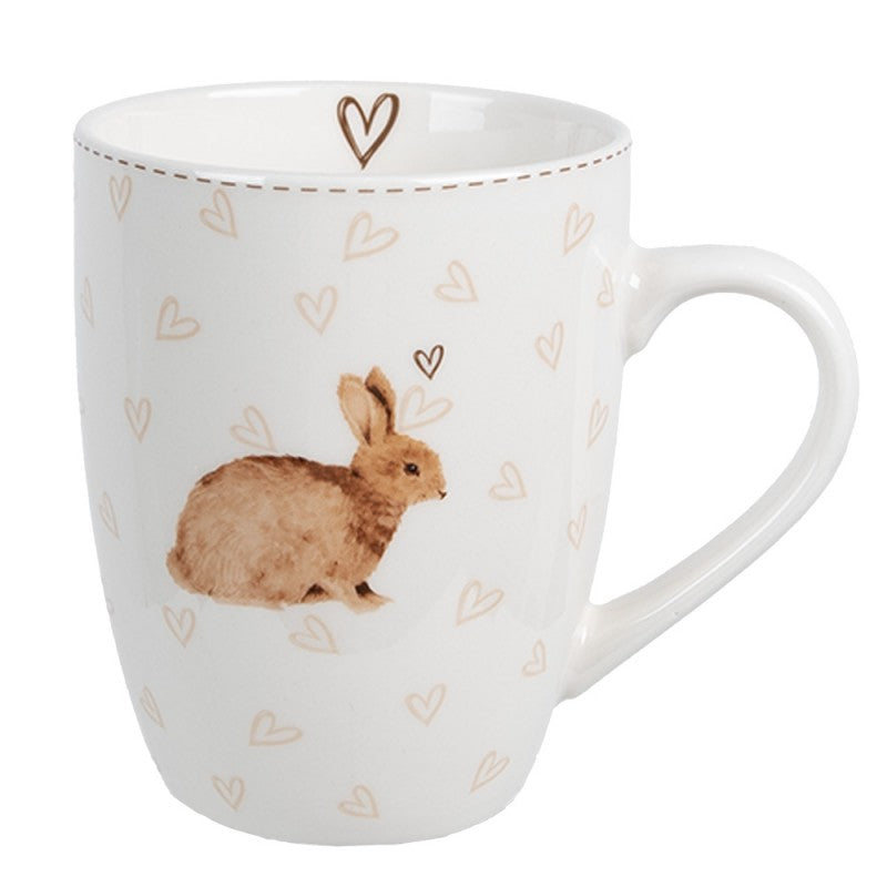 CLAYRE & EEF Tazza Mug con Coniglio e Cuori