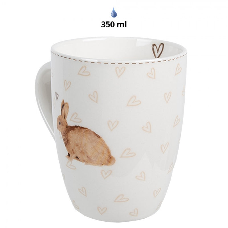 CLAYRE & EEF Tazza Mug con Coniglio e Cuori