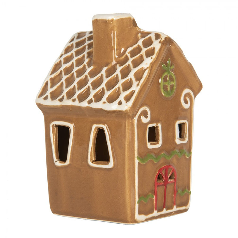 CLAYRE & EEF Casetta Pan di Zenzero con Led in Ceramica Marrone