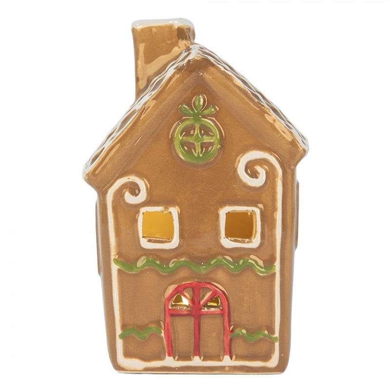 CLAYRE & EEF Casetta Pan di Zenzero con Led in Ceramica Marrone