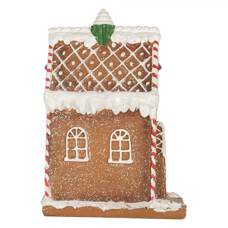 CLAYRE & EEF Casetta Natalizia Pan di Zenzero con Glitter e Led in Resina Marrone