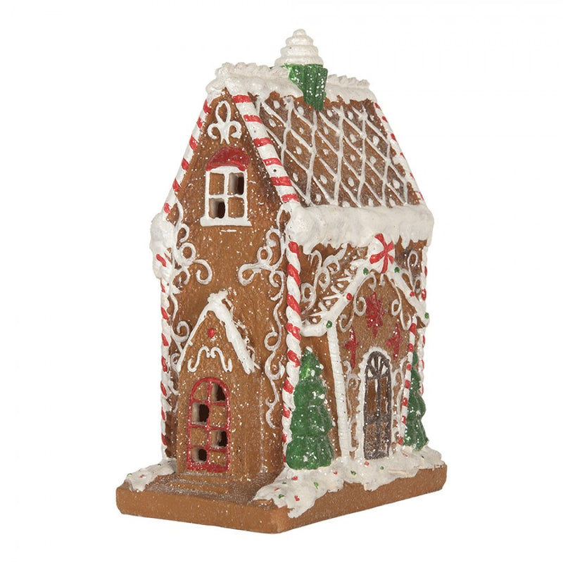 CLAYRE & EEF Casetta Natalizia Pan di Zenzero con Glitter e Led in Resina Marrone