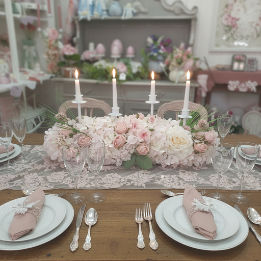 Centrotavola 4 Fiamme – Ambientazione Shabby Chic