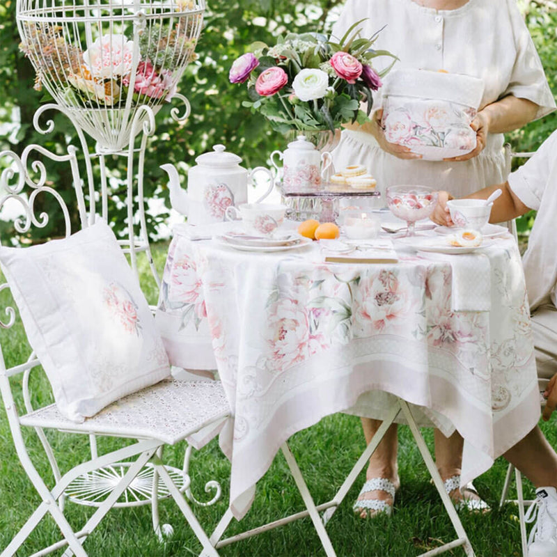 NUVOLE DI STOFFA Set 6 Cuscini Sedia con Uccellino e Stampa Floreale "FIORIRÀ"