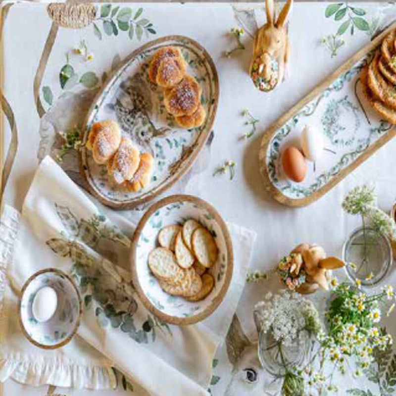 BLANC MARICLÒ Coppia Decorazioni in Legno con Conigli  "MON PETIT LAPIN"