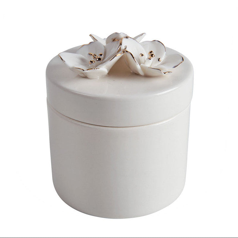 MATHILDE M. Barattolo "Amour de Fleurs" in Ceramica con Fiori in Rilievo