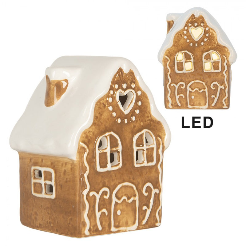 CLAYRE & EEF Casetta Marrone in Ceramica con Led