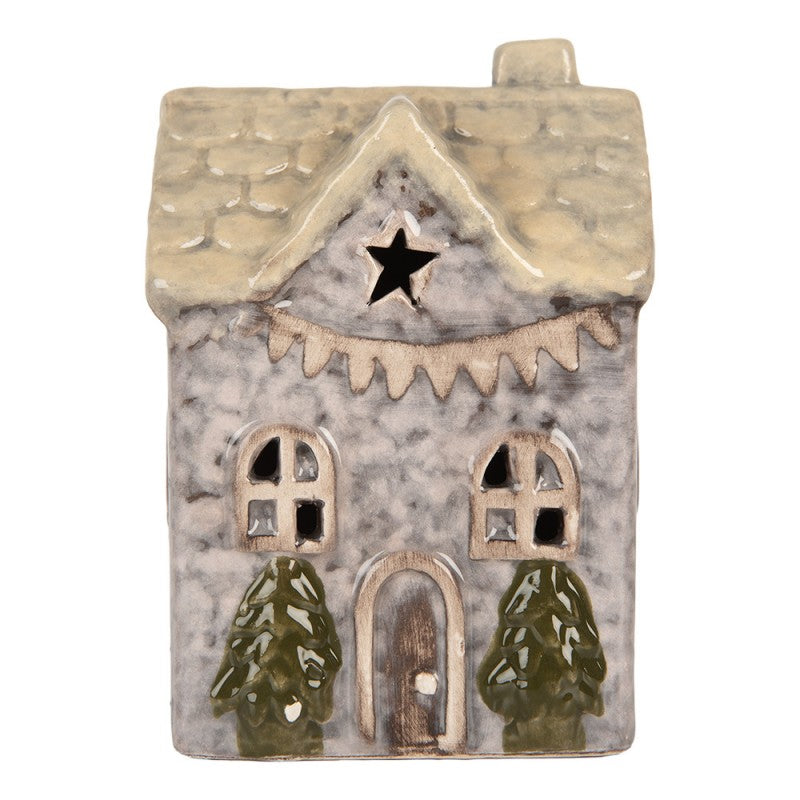 CLAYRE & EEF Casetta Grigia in Ceramica con Led