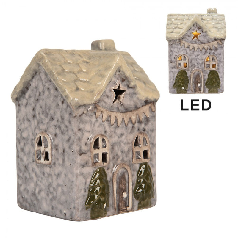 CLAYRE & EEF Casetta Grigia in Ceramica con Led