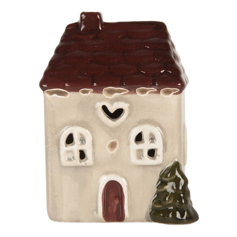 CLAYRE & EEF Casetta Beige e Rossa in Ceramica con Led