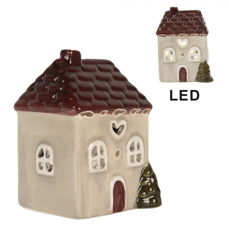 CLAYRE & EEF Casetta Beige e Rossa in Ceramica con Led