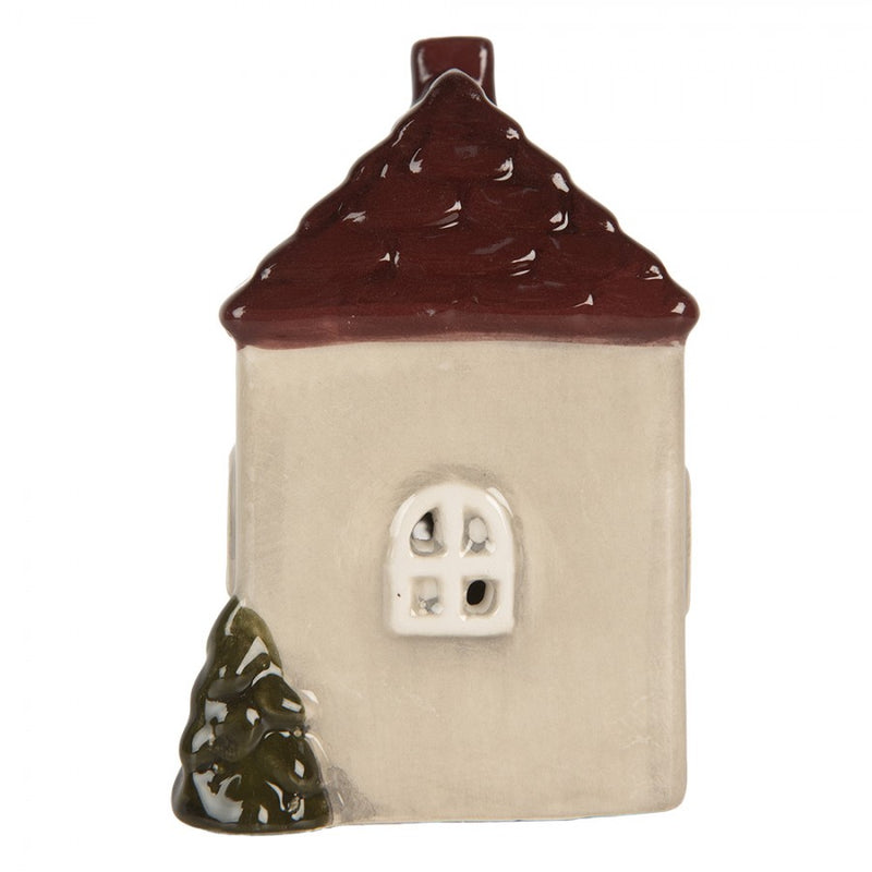 CLAYRE & EEF Casetta Beige e Rossa in Ceramica con Led