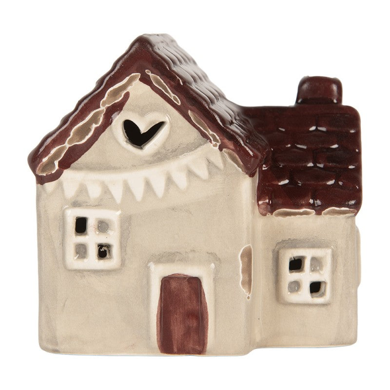 CLAYRE & EEF Casetta Beige e Rossa in Ceramica con Led