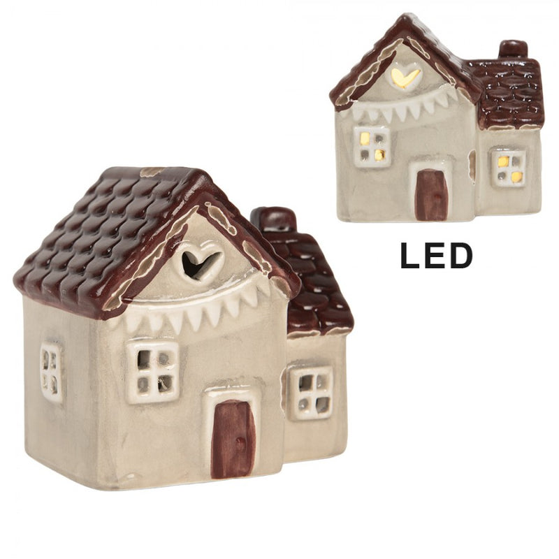 CLAYRE & EEF Casetta Beige e Rossa in Ceramica con Led