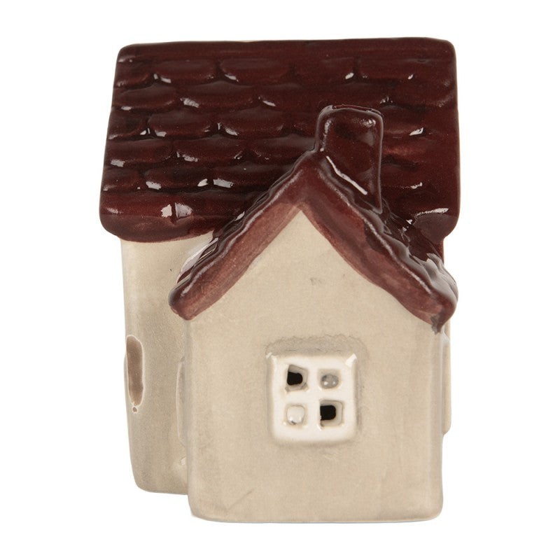 CLAYRE & EEF Casetta Beige e Rossa in Ceramica con Led